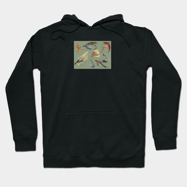 Fly Fishing with Hand Tied flies! Hoodie by Salzanos